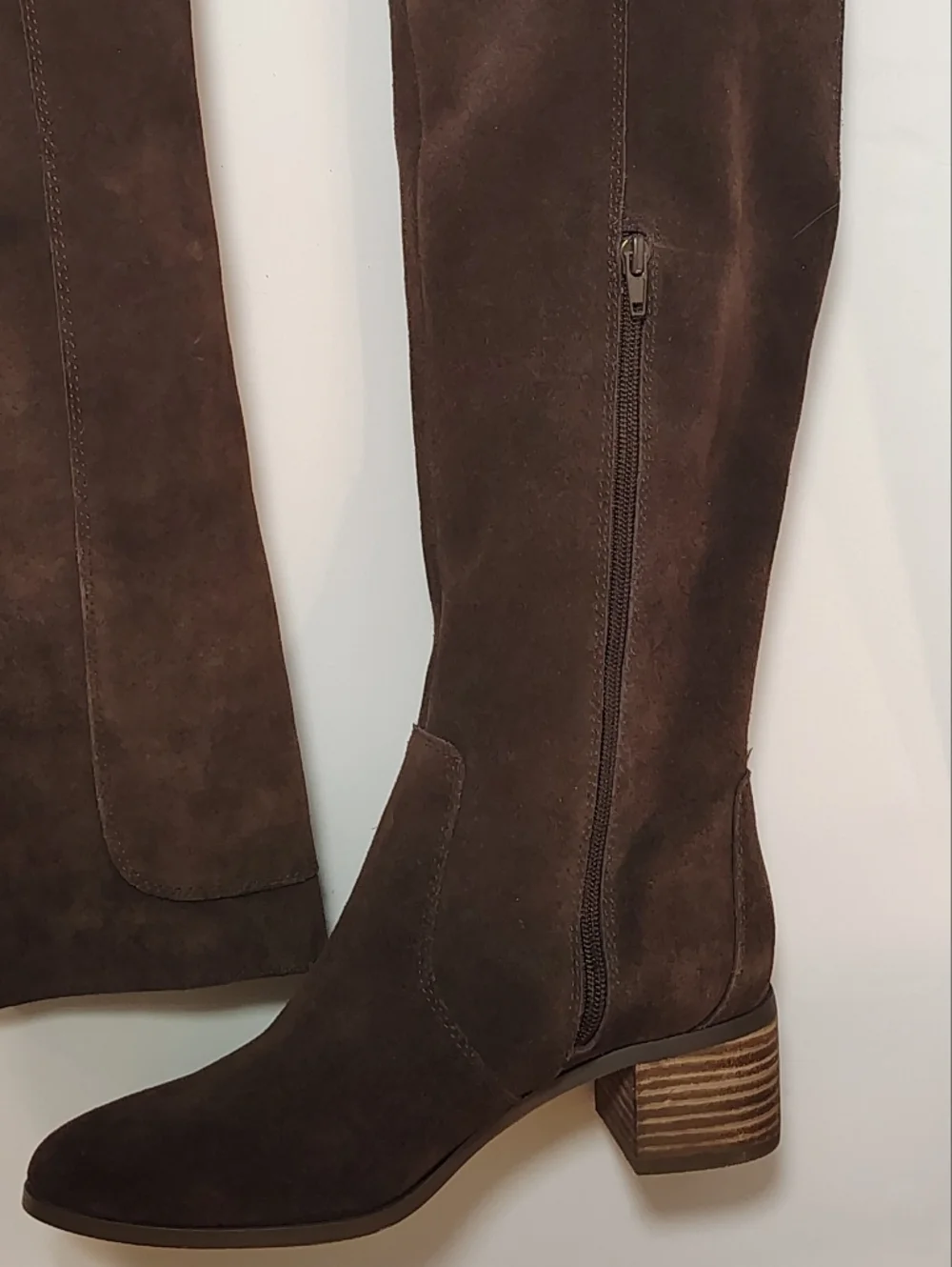 Corso Como Loval Over The Knee Leather Suede Half-Zip Block Heel Boots Brown 8